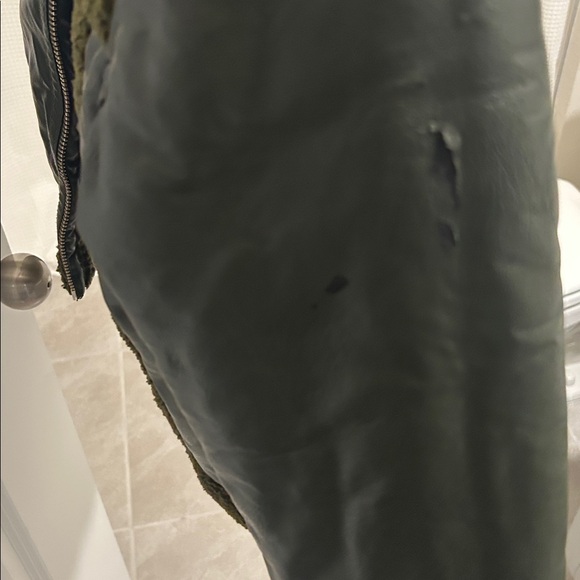 Peter Som Dark Green Faux Leather with Sherpa Trim Jacket - Picture 9 of 12